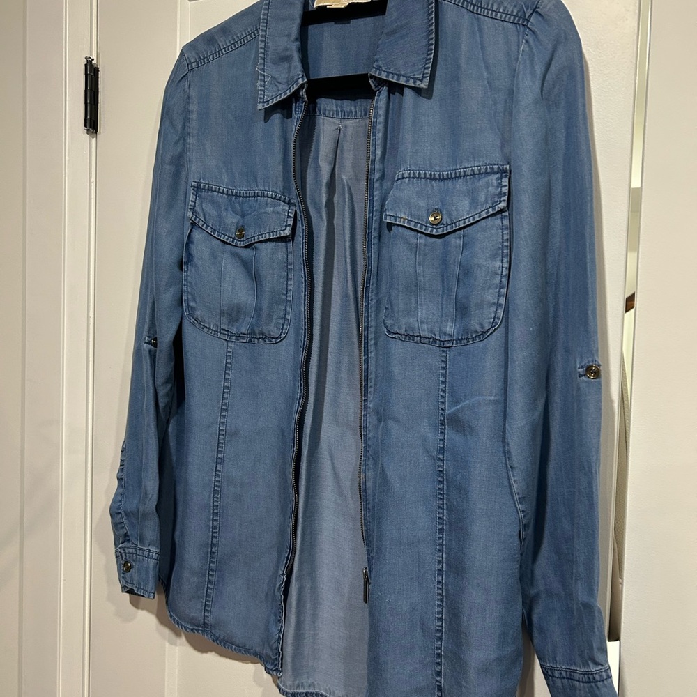 Michael Kors Denim Zip-up Shirt